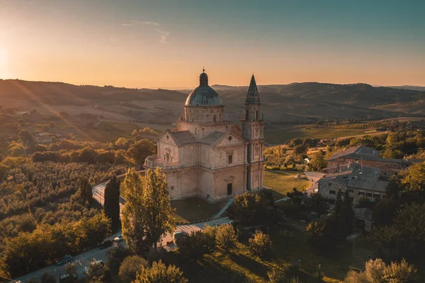 Panoramatická Fotografie Dronu Montepulciano — Stock fotografie