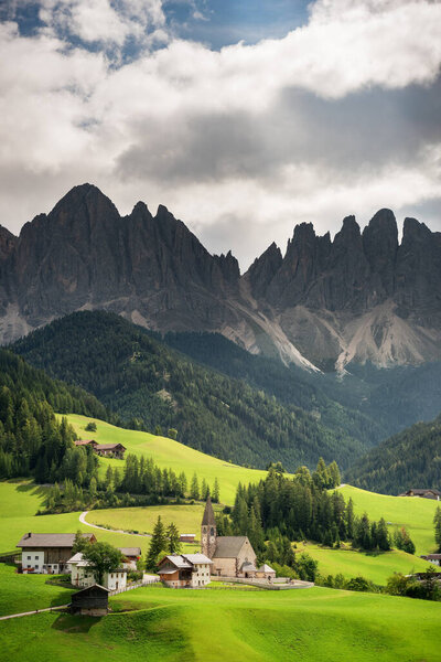 Green hills in the background beautiful mountains in Italy, Dolomites