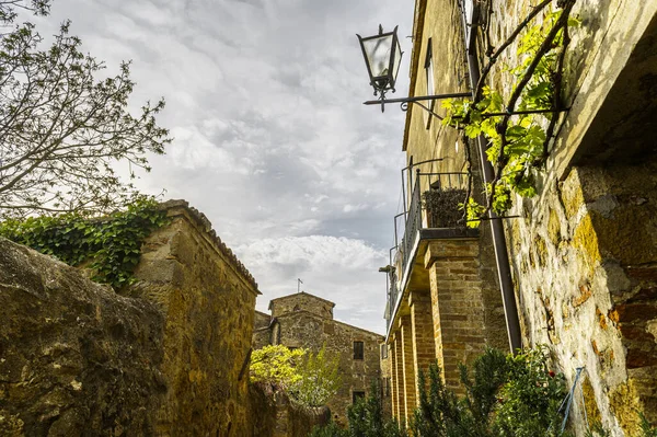 Calles Callejones Primavera Ciudad Italiana Monticchiello — Foto de Stock