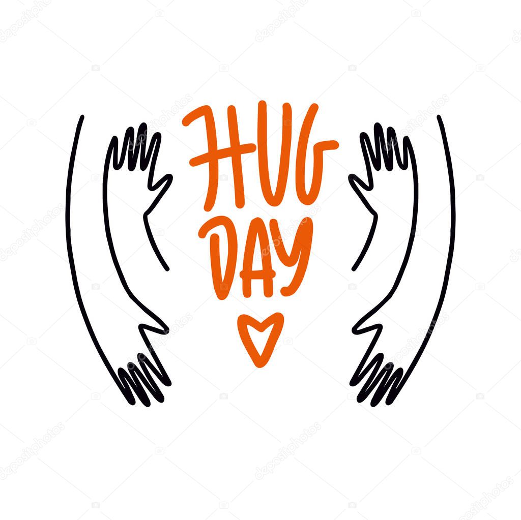 Happy Hug Day. Vector illustration of a Banner for International Hug Day. Line graphics