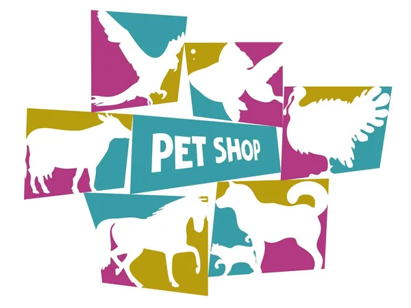 Logo sklepu zoologicznego. Różnorodność zwierząt. — Zdjęcie stockowe