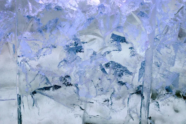 Ice texture. the abstract background of ice structure. Ice sculpture close up. blue transparent ice shapes. — 스톡 사진