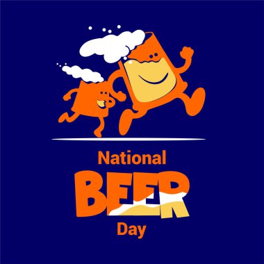 Ulusal Bira Günü vektör illüstrasyonunda düz stil. İki bardak bira.