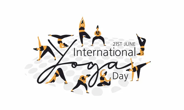 Juni Yoga Dag Vector Illustratie Poster Flyer Banner Van Internationale — Stockvector