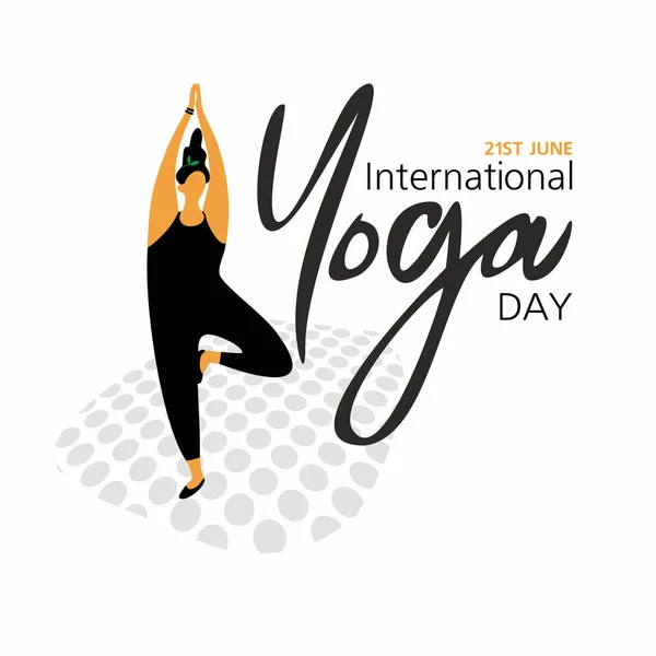 Juni Yoga Dag Vector Illustratie Poster Flyer Banner Van Internationale — Stockvector