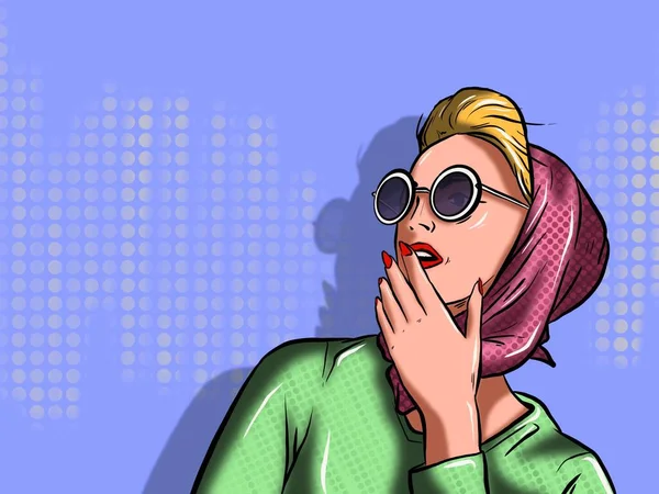 İllüzyon. Gözlüklü kız. Pop Sanat.