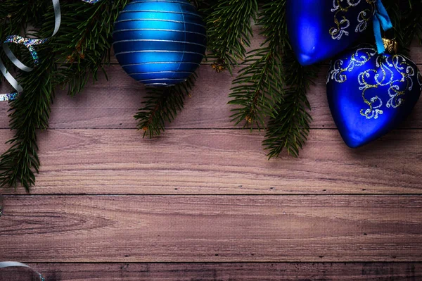Kerstcompositie Kerstboom Takken Ballen Achtergrond6 — Stockfoto