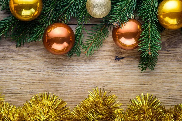 Kerstcompositie Kerstboom Takken Ballen Achtergrond2 — Stockfoto