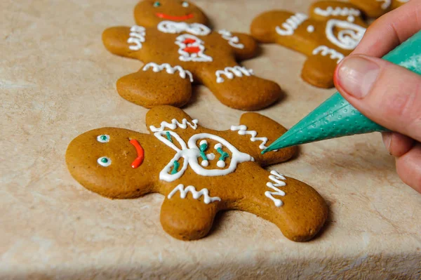 gingerbread man painting on the kitchen table4