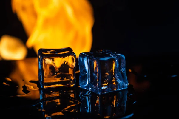 Fuego Hielo Sobre Fondo Negro7 — Foto de Stock