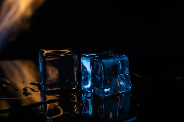fire and ice on a black background