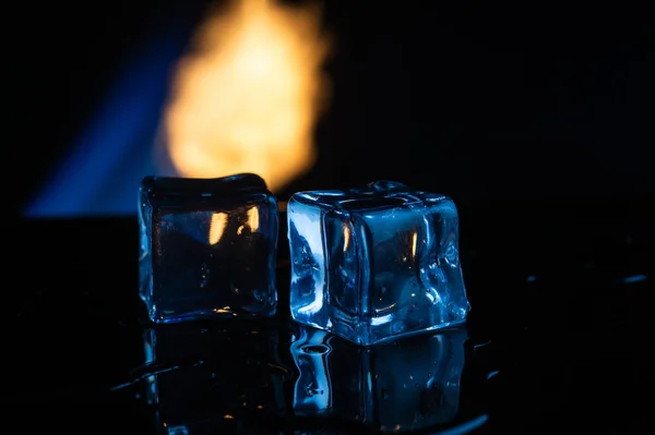 Fuego Hielo Sobre Fondo Negro5 — Foto de Stock