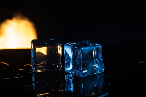 Fuego Hielo Sobre Fondo Negro7 — Foto de Stock