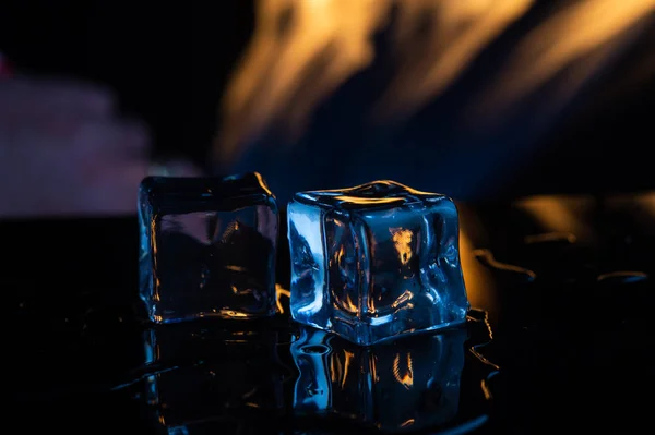 Fuego Hielo Sobre Fondo Negro4 — Foto de Stock