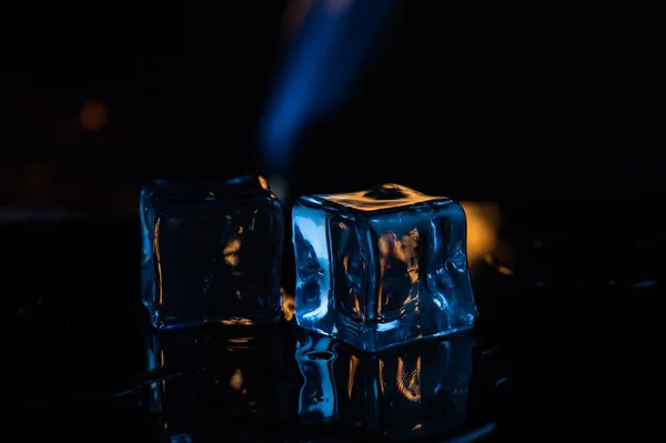 Fuego Hielo Sobre Fondo Negro —  Fotos de Stock