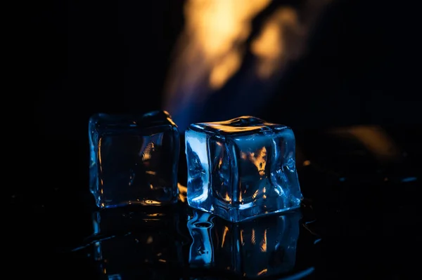 fire and ice on a black background