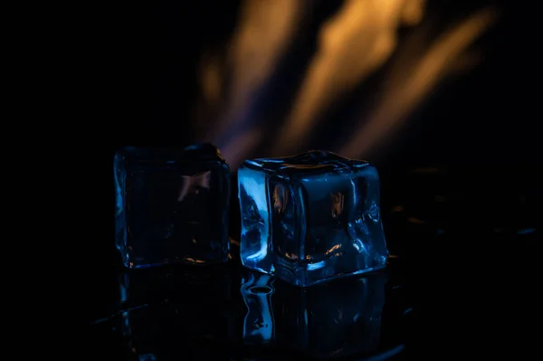 Fuego Hielo Sobre Fondo Negro — Foto de Stock