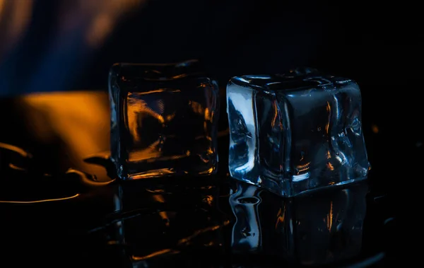 Fuego Hielo Sobre Fondo Negro —  Fotos de Stock