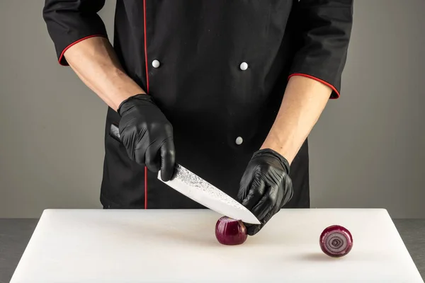 Zwiebelschneiden Für Die Restaurantküche8 — Stockfoto