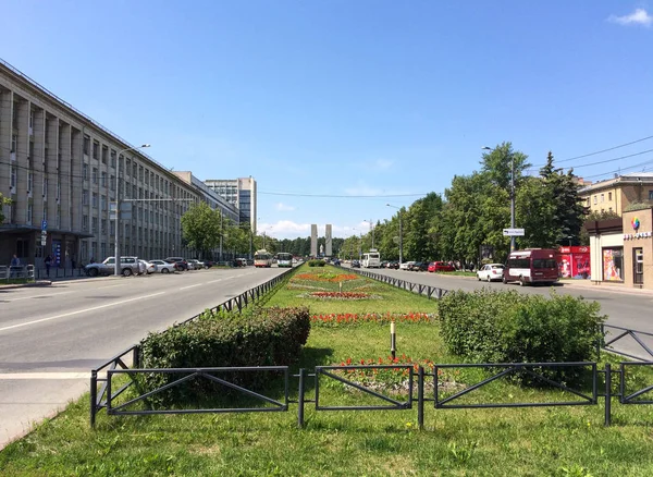 chelyabinsk, russia 06 06 2019: Russia- Chelyabinsk - Lenin Street - Korchatova Statue Square.