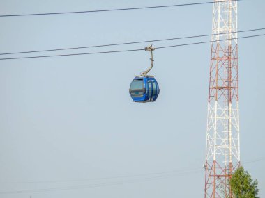 iran, gilan, rasht 06 06 2019: Aerial lift passes through the mountains and forest.