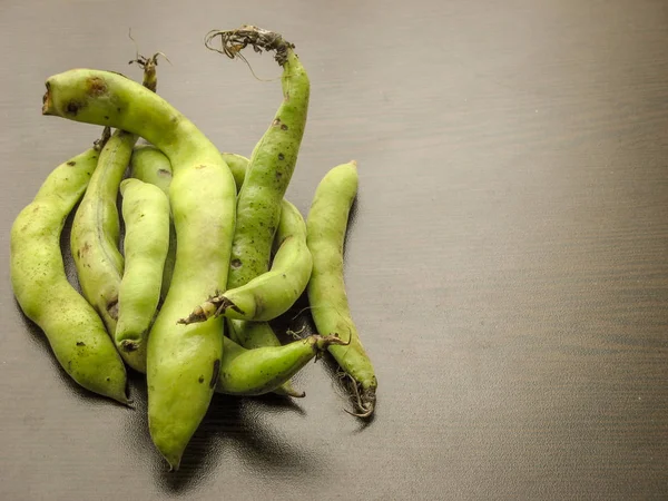 Semillas Habas Vicia Faba Habas Frescas Recogidas Crudas Vaina Mesa — Foto de Stock