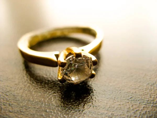 Gold Ring Diamond Gem Closeup Gold Wedding Engagement Ring Decorated Royalty Free Stock Images
