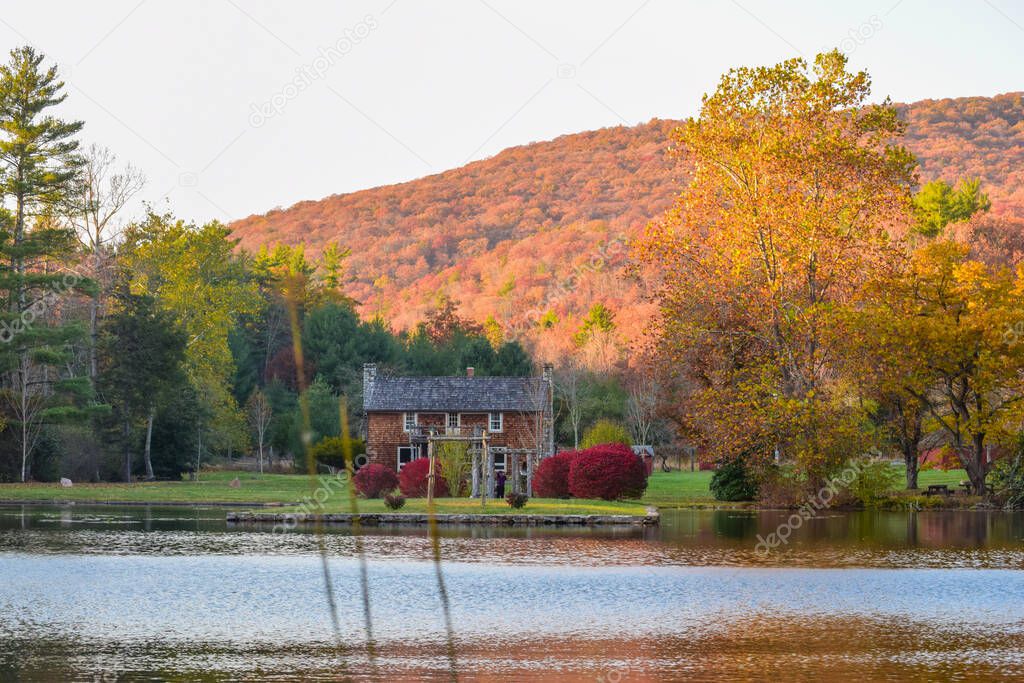Glen Alton Recreation Area in autumn, Blacksburg, Virginia, USA. Beautiful scenery with autumn background.