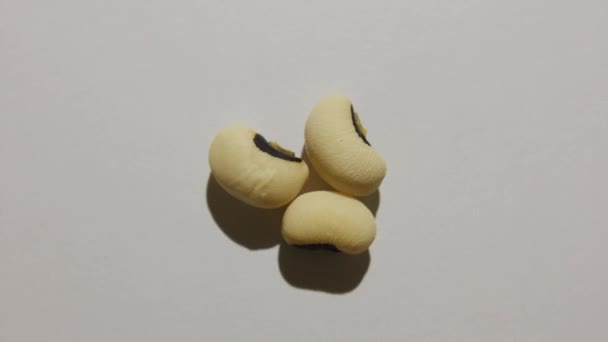 黒目のエンドウ豆または豆Vigna Unguiculataまたはカウピーマクロショット回転旋回 — ストック動画