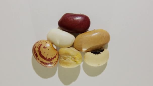 あらゆる種類の豆のマクロショット回転旋削 — ストック動画