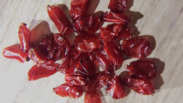 Seque Condimento Agracejo Rojo Especias Hierbas Lleno Macroinyección Antioxidante Giro — Vídeo de stock