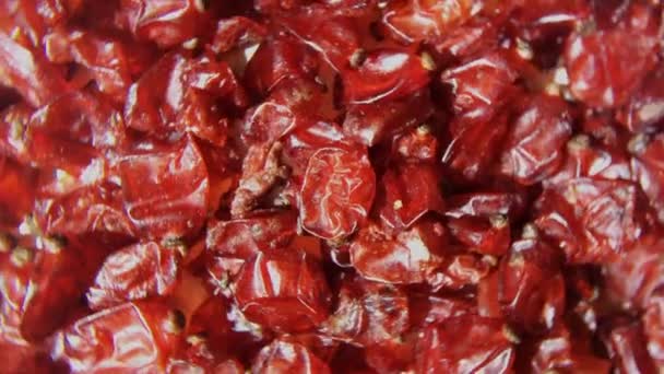 Ξηρό Κόκκινο Καρύκευμα Μύρτιλλο Μπαχαρικά Και Βότανα Γεμάτη Αντιοξειδωτική Μακρο — Αρχείο Βίντεο