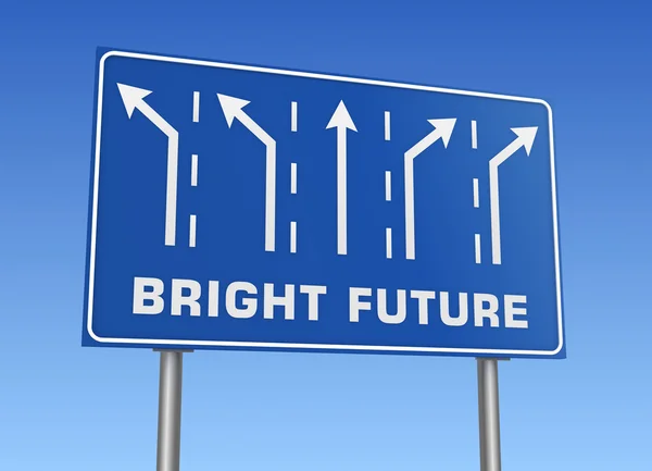 Luminoso futuro cartello stradale 3d illustrazione — Foto Stock