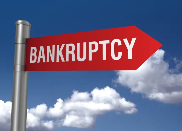 Bankruptcy road sign 3d illustration — Stock Photo, Image