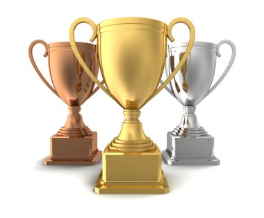 Ödülü su bardağı kavramı 3d çizim