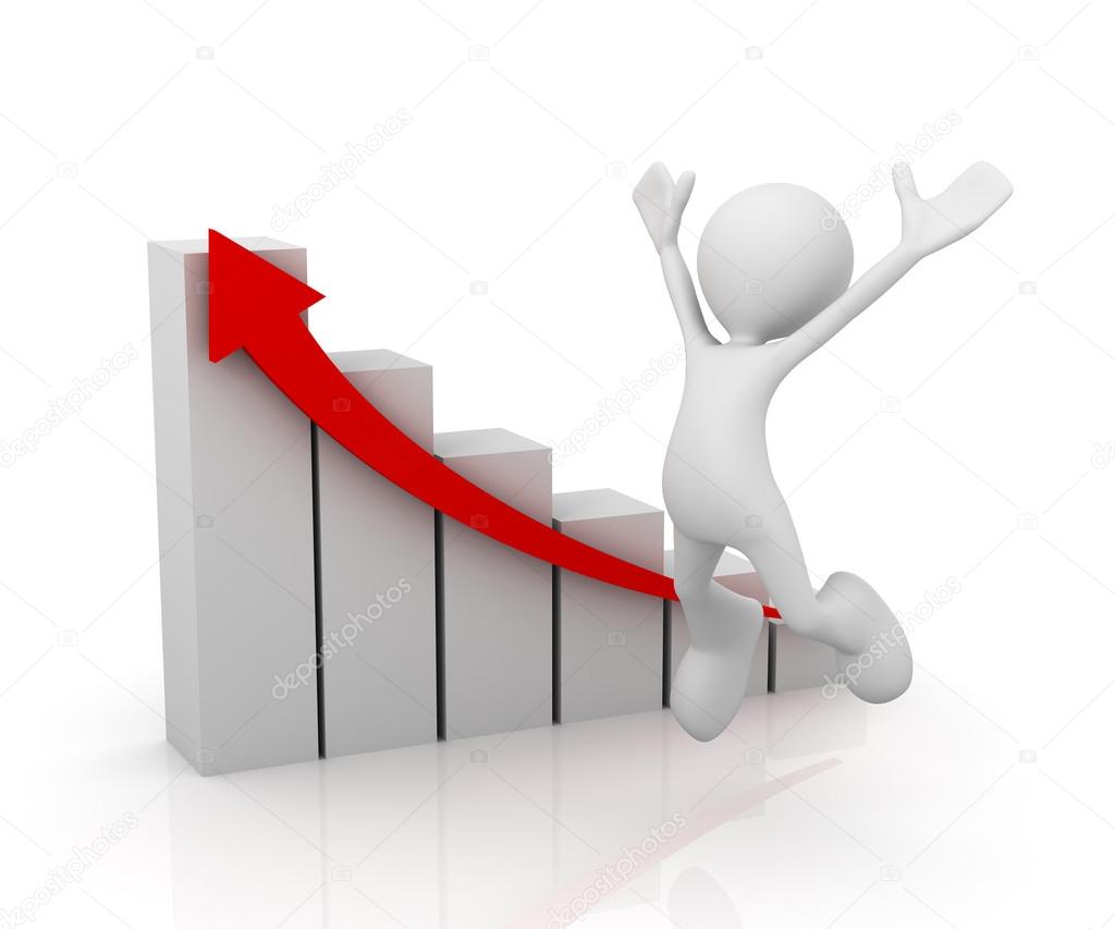 Celebrating rising graph concept 3d illustration Stock Photo by ...