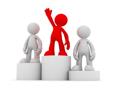 kazanan ve podyum 3d illüstrasyon kavramı