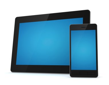 tablet bilgisayar ve cep telefonu konsepti 3d çizim