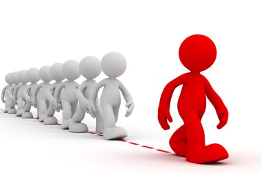 kalabalık lider 3d çizim takip