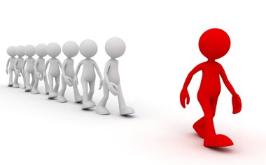 kalabalık lider kavramı 3d çizim takip