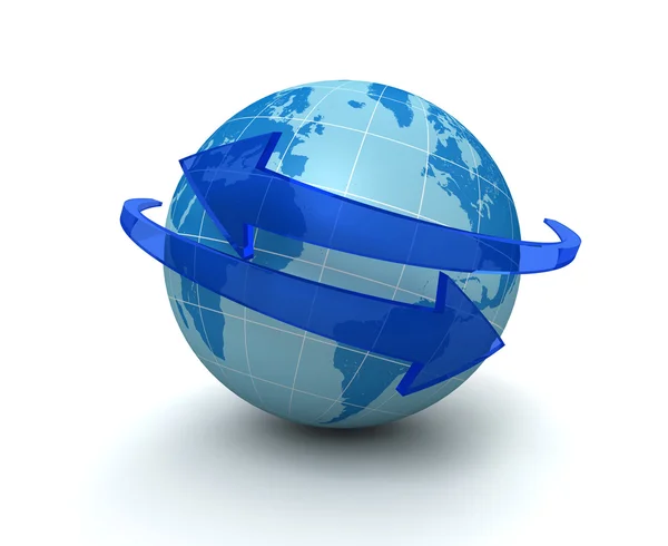 Globe rundt pilkonseptet 3d illustrasjon – stockfoto