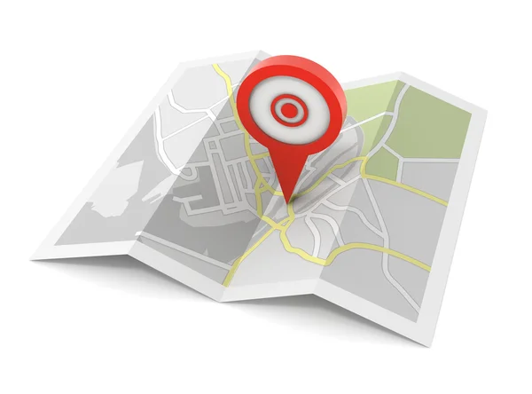 Pushpin on map concept  3d illustration — Stock Photo, Image