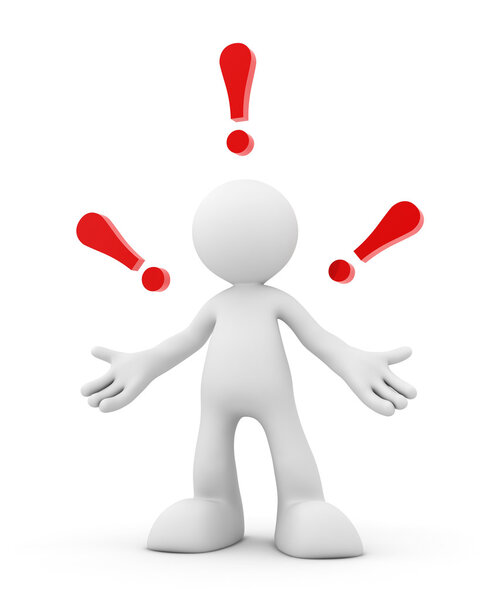 exclamation point and man concept   3d illustration