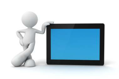 tablet bilgisayar ve adam kavramı 3d çizim