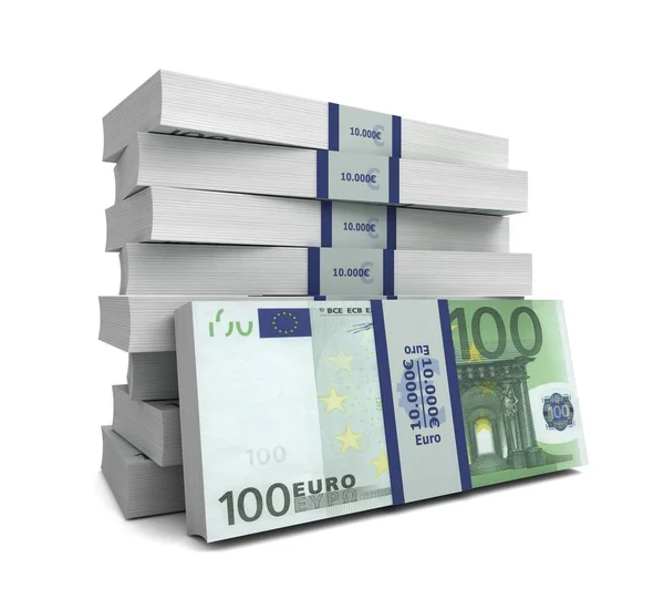 Billetes de dinero en euros 3d ilustración — Foto de Stock