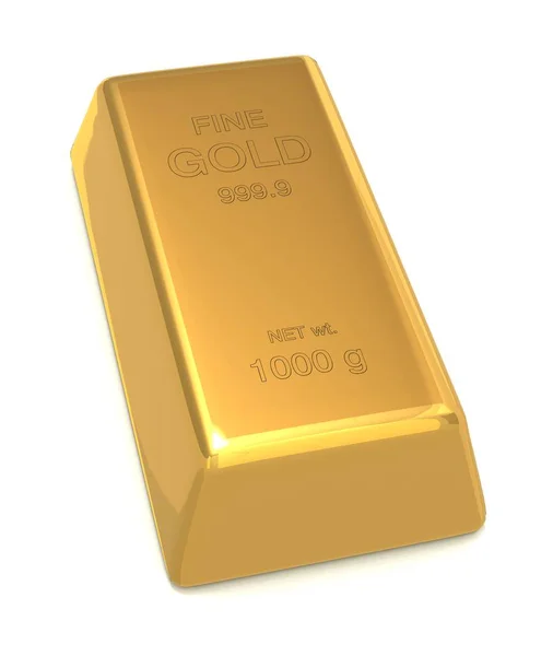 Única barra de ouro ilustração 3d — Fotografia de Stock
