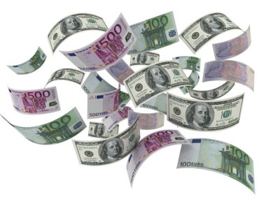 uçan para faturaları 3d çizim