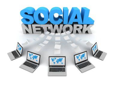 sosyal ağ 3d konsept illüstrasyon