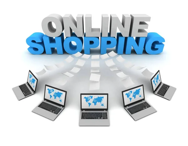 Shopping online 3d concetto illustrazione — Foto Stock