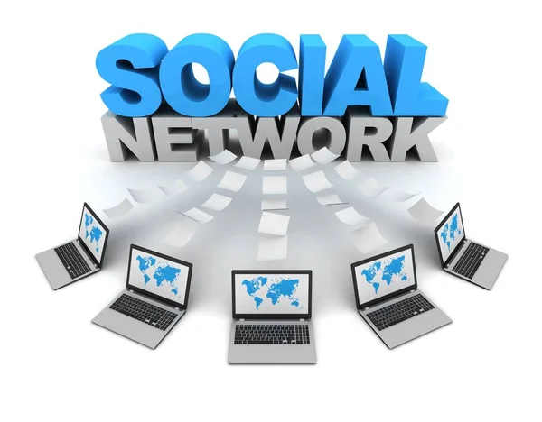 ソーシャル ネットワーク 3 d の概念図 — ストック写真